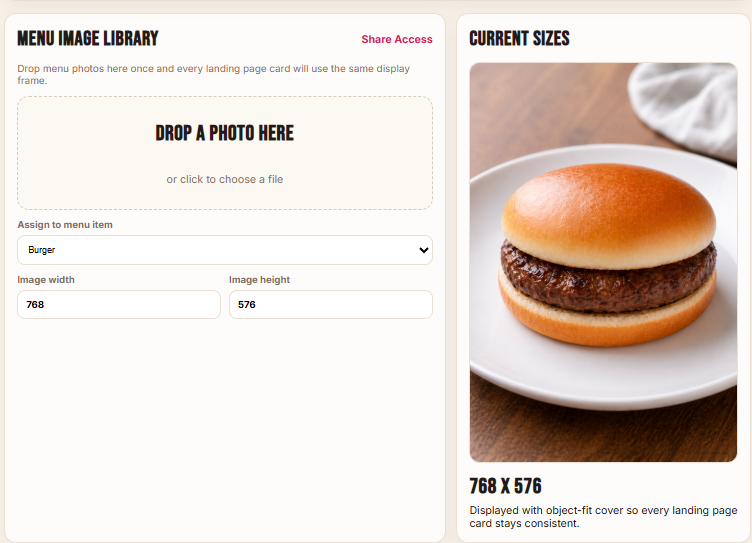 Concession ordering app sync settings screenshot